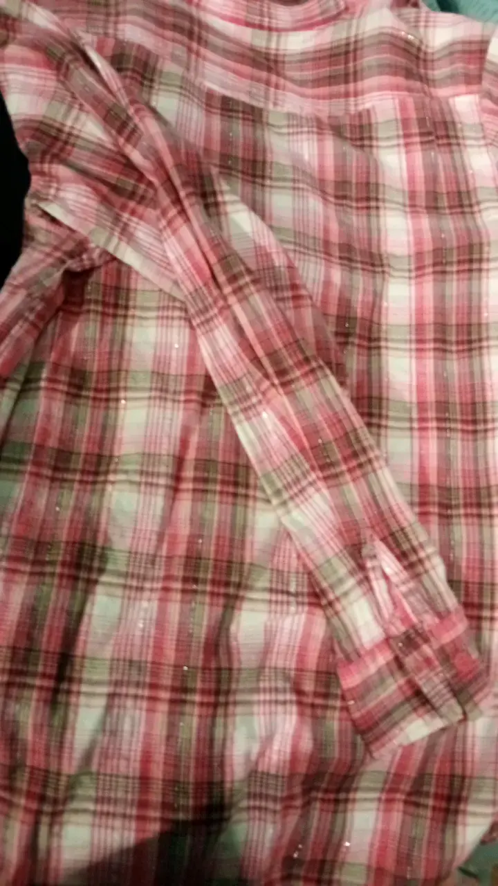 Camisa a cuadros rosa para mujer talla L - 5