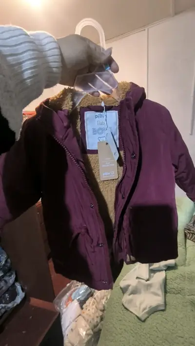 Chaqueta de bebé burdeos con forro térmico Pilim - miniatura 1
