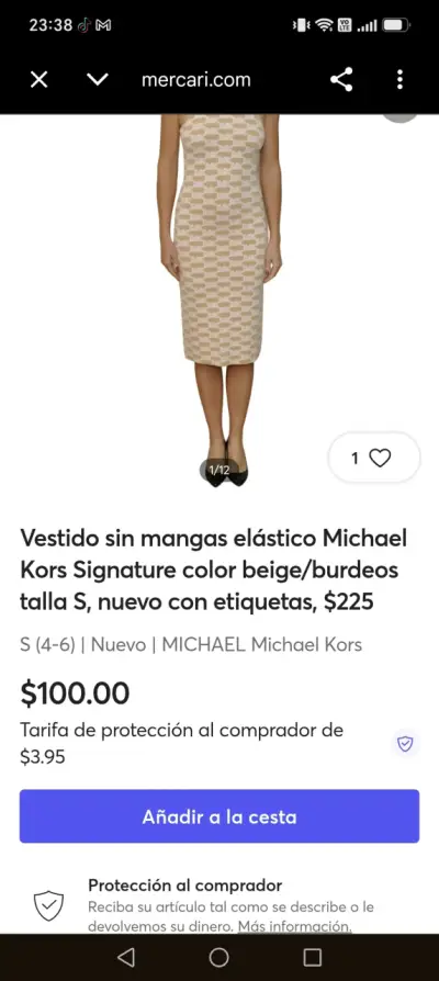 Vestido sin mangas Michael Kors beige burdeos - miniatura 2