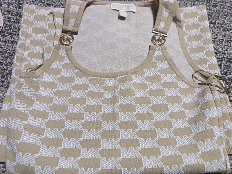Vestido sin mangas Michael Kors beige burdeos - 3