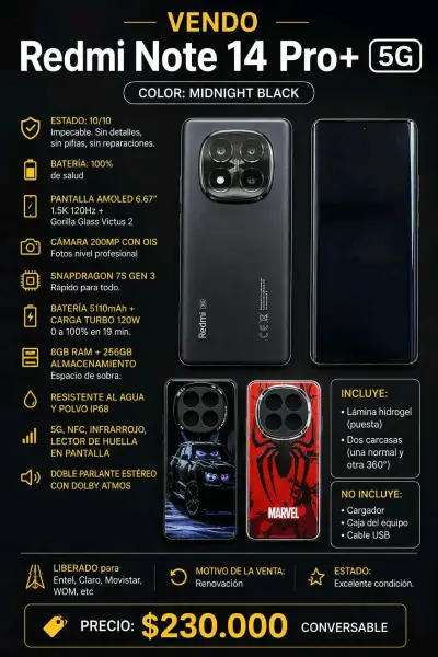 Redmi Note 14 Pro+ 5G Midnight Black - miniatura 1