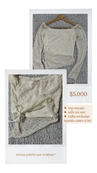 Top de encaje blanco con polera incluida - miniatura 1