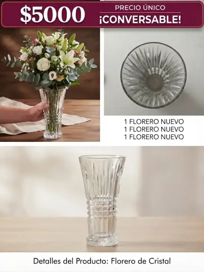 Florero de cristal nuevo elegante - miniatura 1
