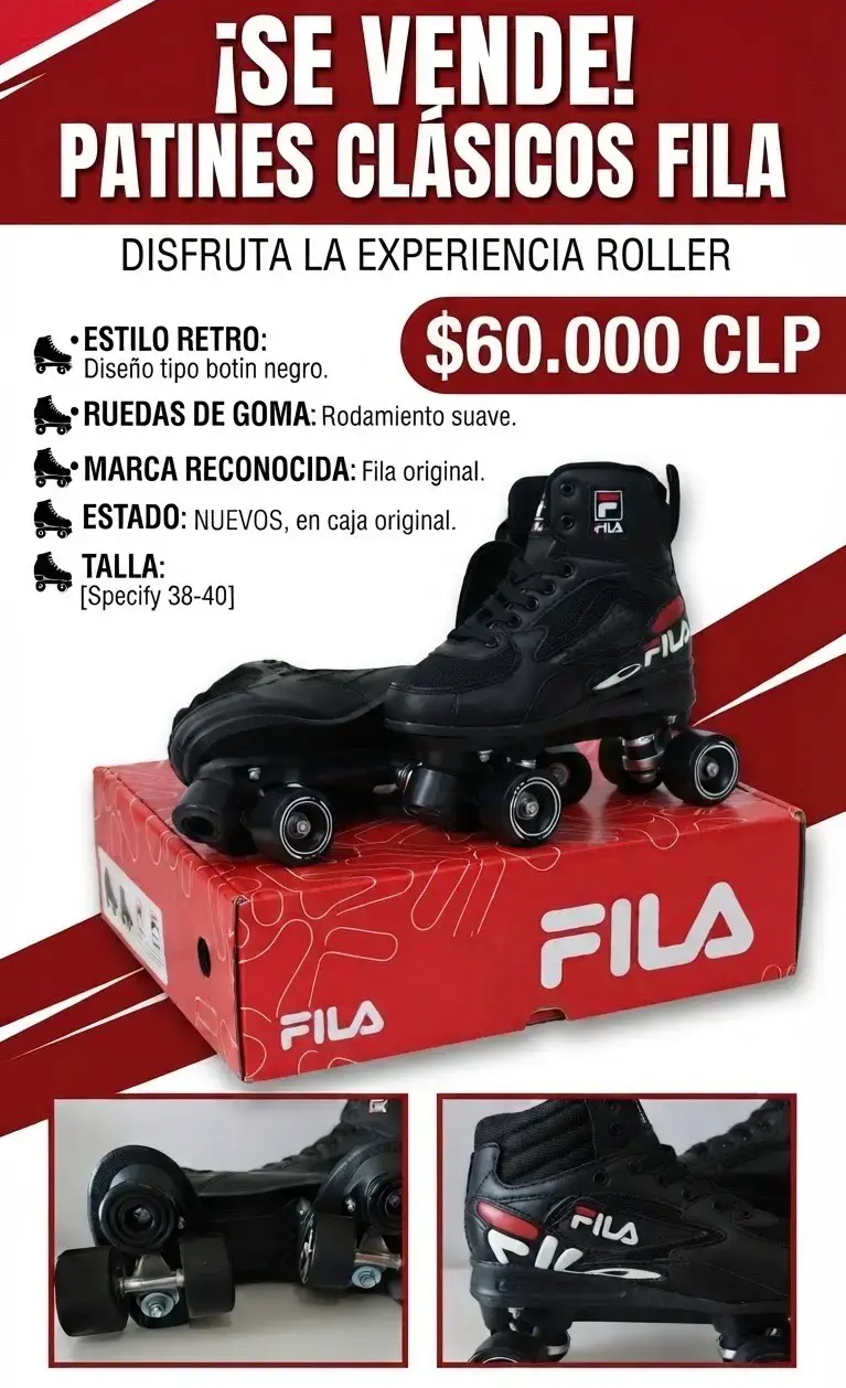 Patines clásicos Fila negros nuevos Talla39 - 1