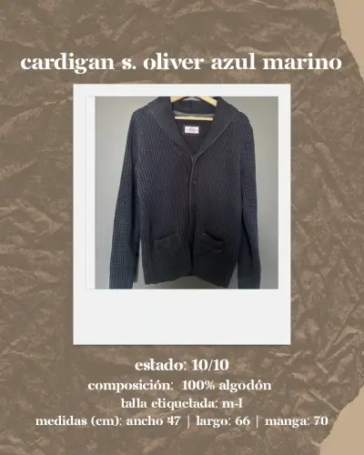 Cardigan S. Oliver azul marino de algodón - miniatura 1
