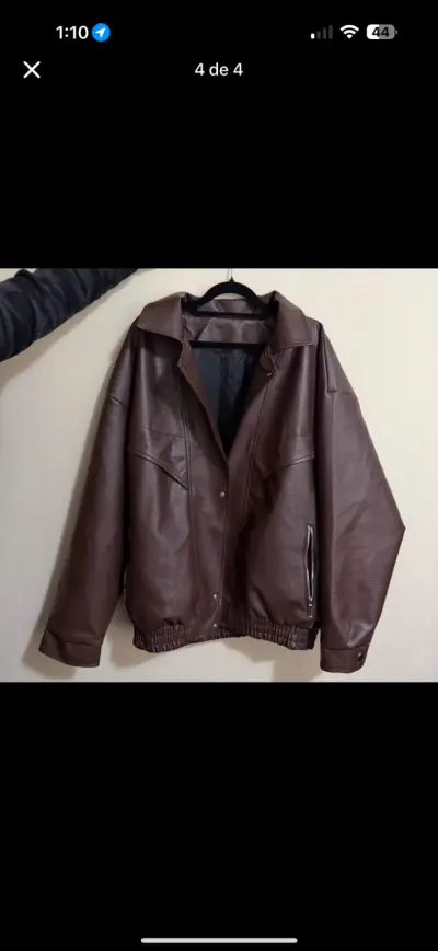 Chaqueta de tipo cuero café unisex - miniatura 2