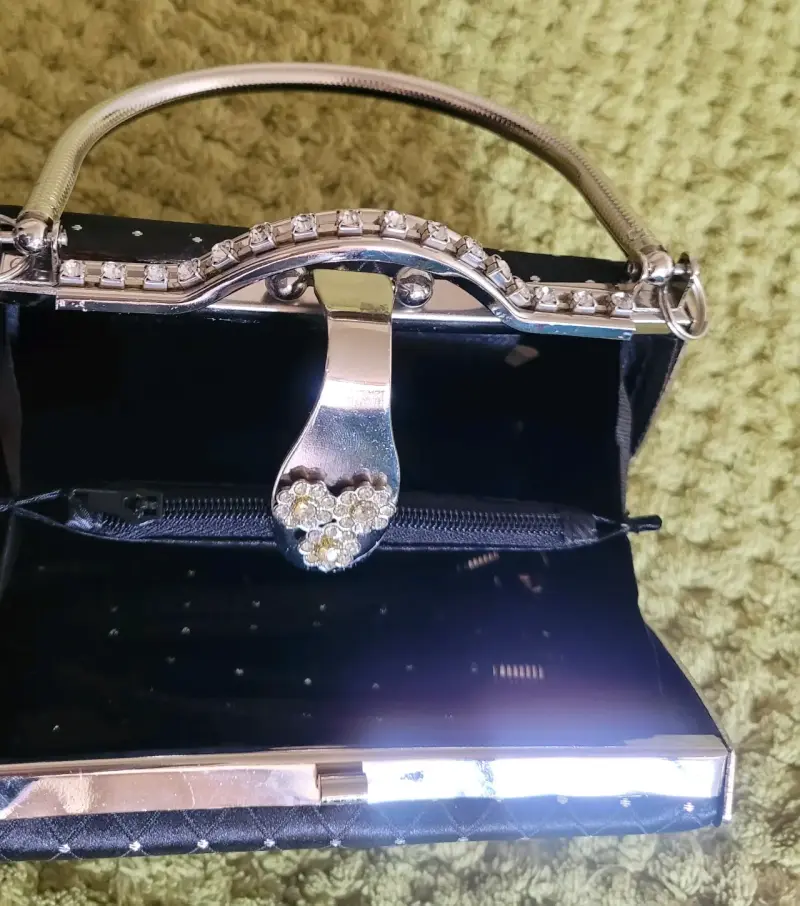 Cartera de mano fiesta negra con brillantes - 3