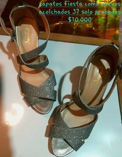 Zapatos de fiesta acolchados plateados talla 37 - miniatura 1