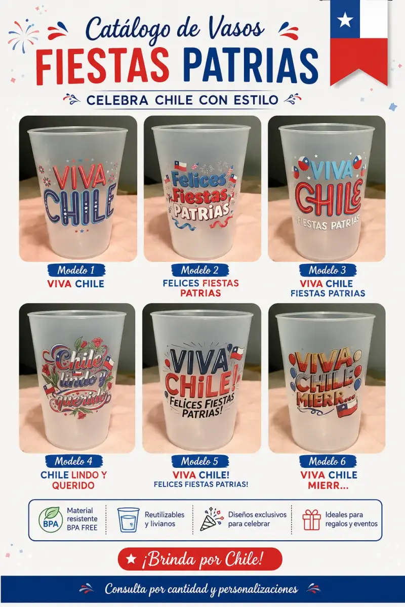 Vasos reutilizables Fiestas Patrias Chile - 2
