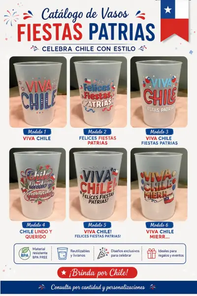 Vasos reutilizables Fiestas Patrias Chile - miniatura 2