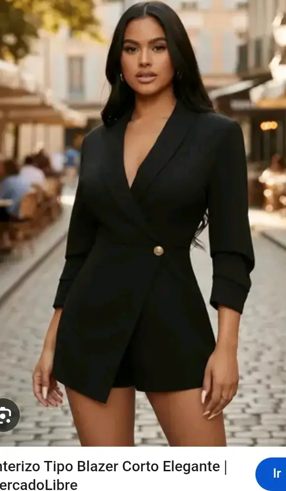 Enterito tipo blazer corto elegante negro - 3