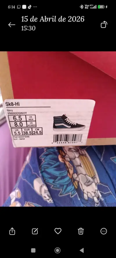 Zapatillas Vans Sk8-Hi Navy Talla 38.5 - miniatura 1