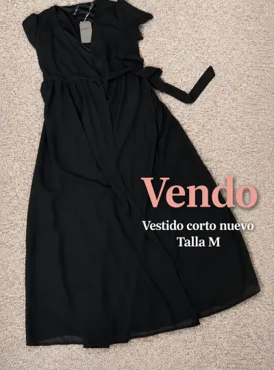 Vestido corto negro nuevo talla M - miniatura 1