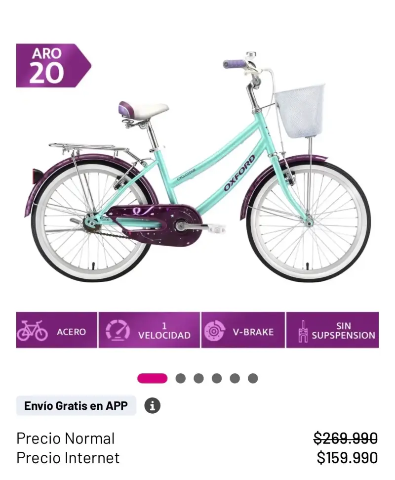 Bicicleta Oxford Aro 20 Verde y Morado - 3