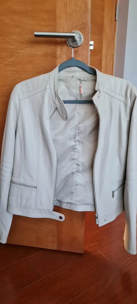Chaqueta de cuero blanco invierno para mujer - 1