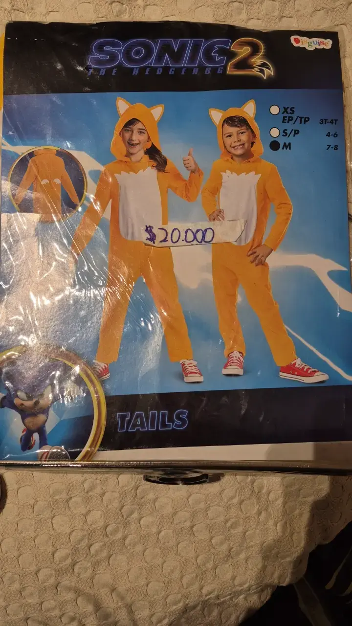 Disfraz infantil Tails Sonic 2 talla