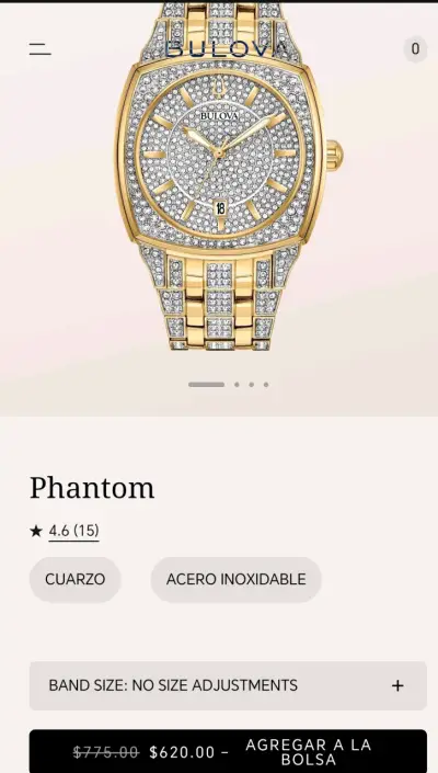 Reloj Bulova Phantom Dorado con Cristales - miniatura 2