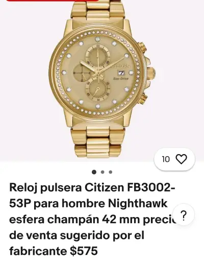 Reloj Citizen Eco-Drive Dorado con Cristales - miniatura 3
