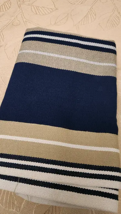 Manta de huaso  infantil a rayas azul y beige - miniatura 1