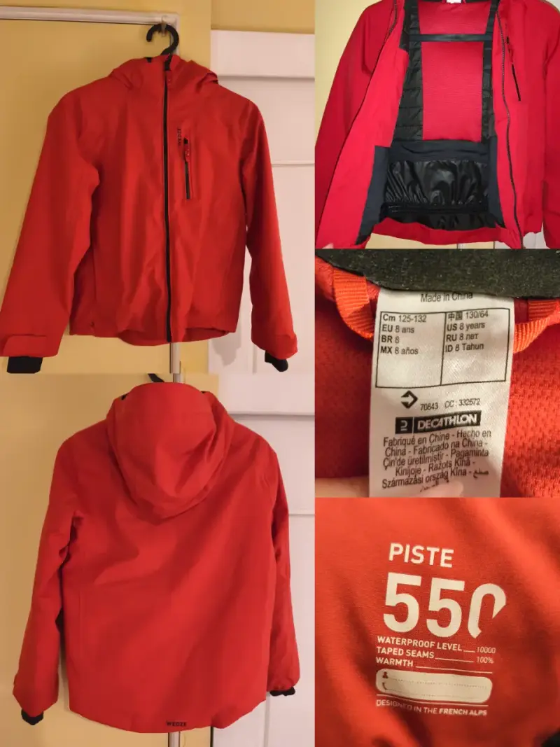 Chaqueta de esquí infantil Wedze roja impermeable