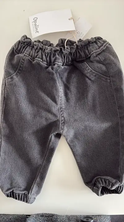 Pantalones de bebé gris Opaline - miniatura 1