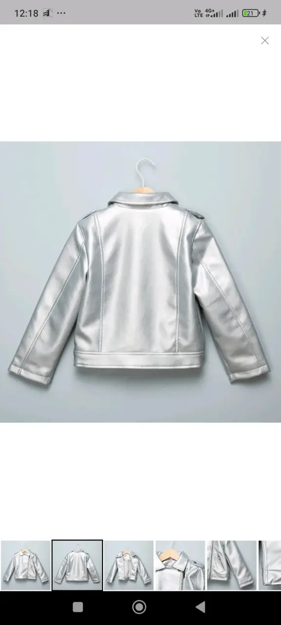 Chaqueta de ecocuero plateada para niña - 2