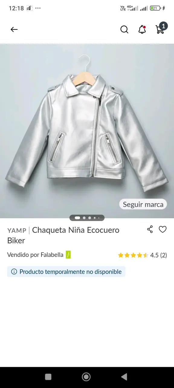 Chaqueta de ecocuero plateada para niña - 4