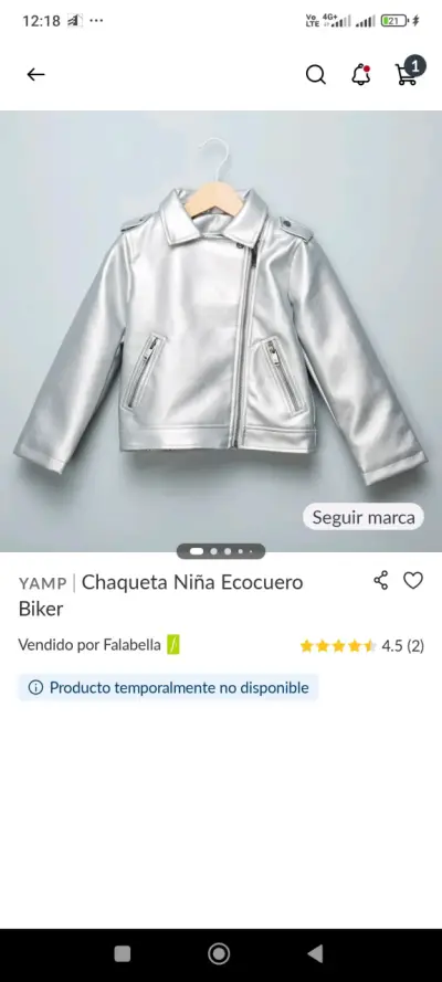 Chaqueta de ecocuero plateada para niña - miniatura 4