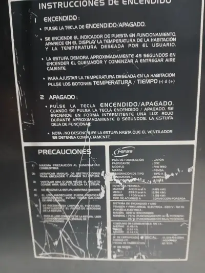 Estufa a parafina Fensa con control digital - miniatura 3