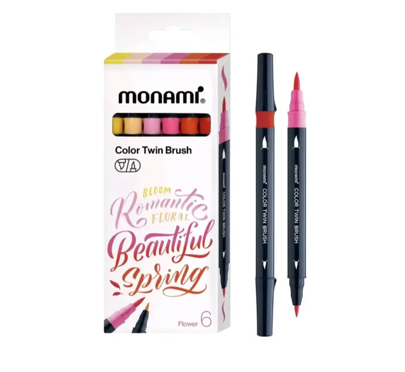 Set de Marcadores Monami Color Twin Brush 6 Colores