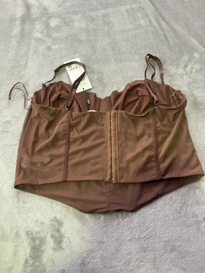 Corset de encaje marrón para mujer - miniatura 2