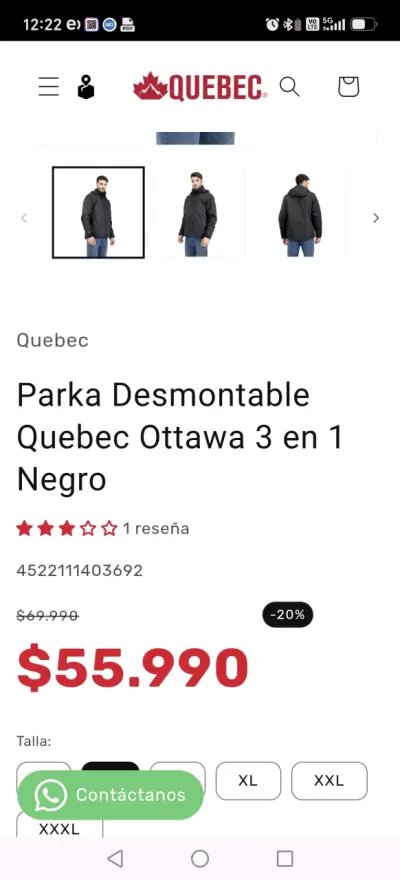 Parka desmontable negra Quebec Ottawa 3 en 1 - miniatura 2