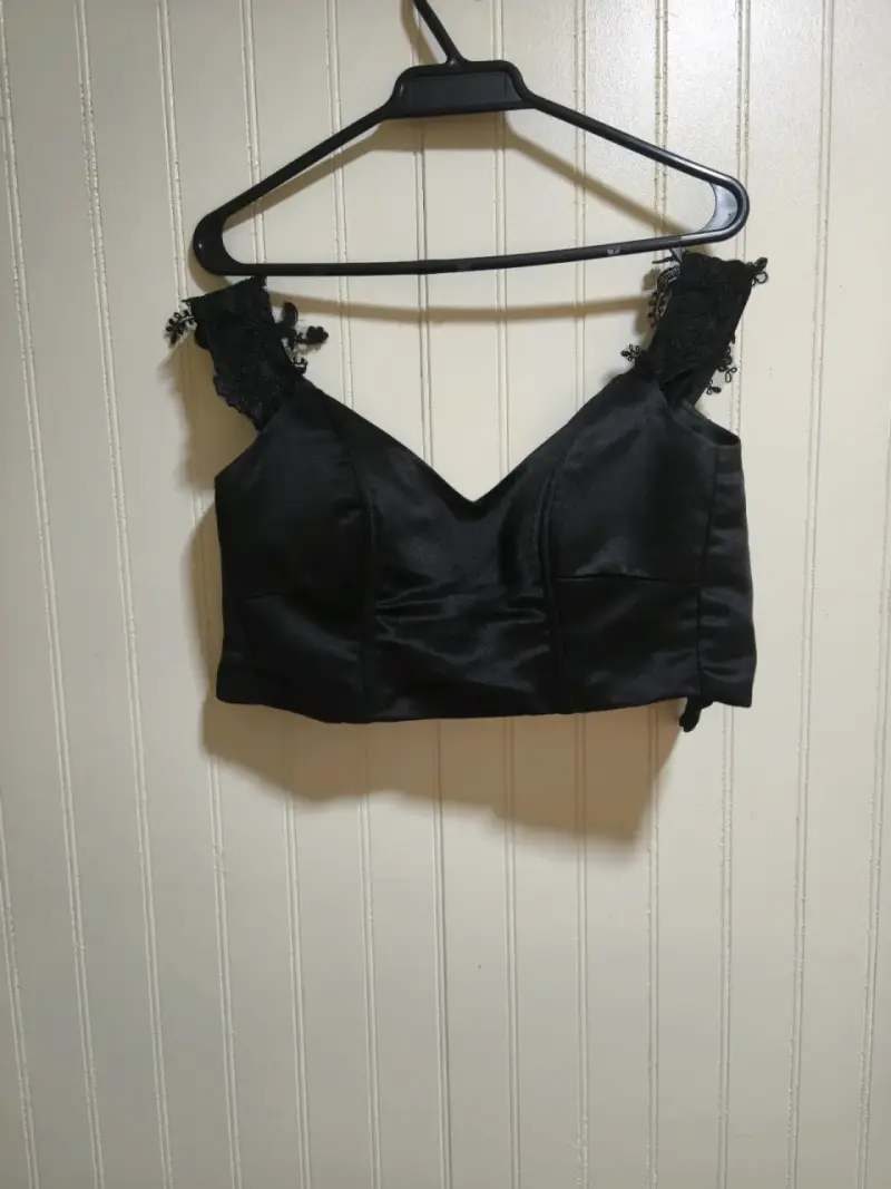 Vestido de encaje negro elegante con top a juego - 2