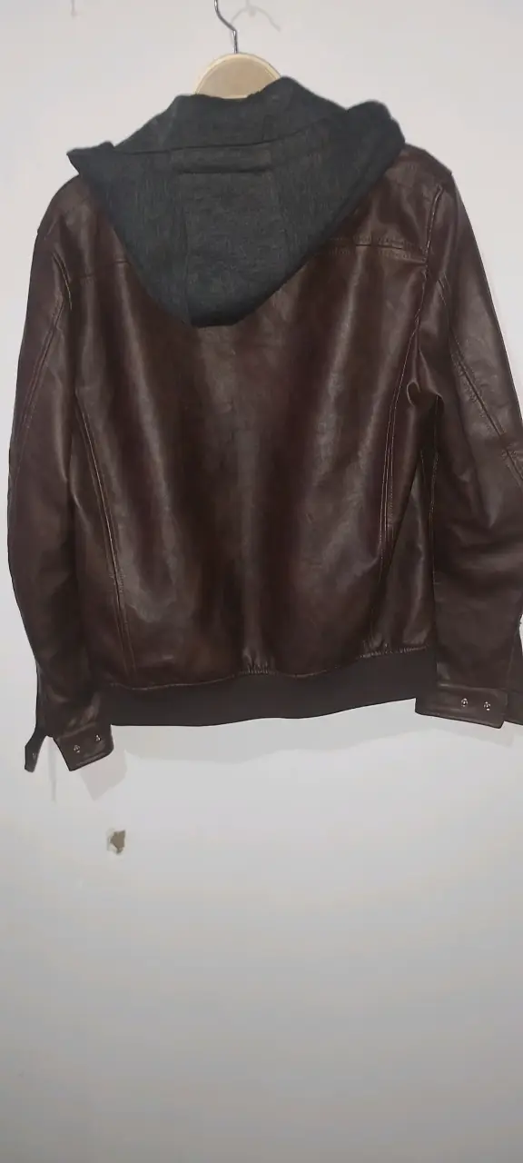 Chaqueta de cuero marrón Zara Hombre - 3