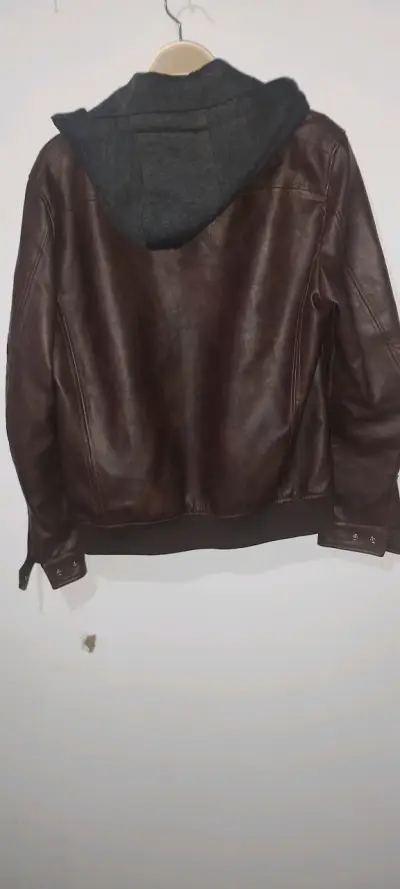 Chaqueta de cuero marrón Zara Hombre - miniatura 3