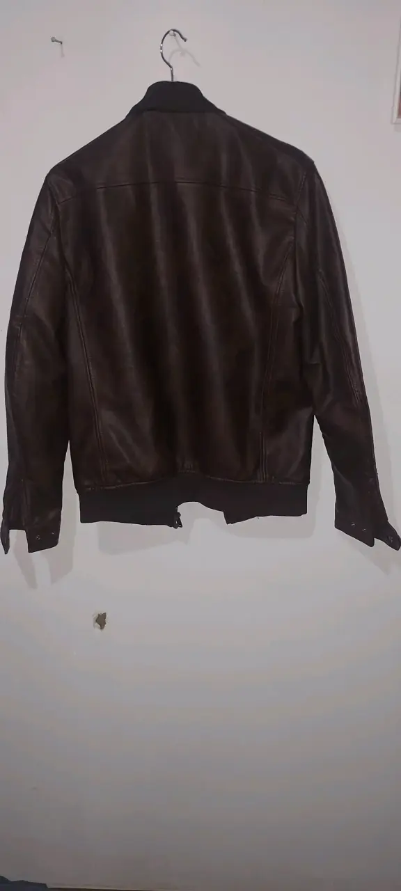 Chaqueta de cuero marrón Zara para hombre - 1