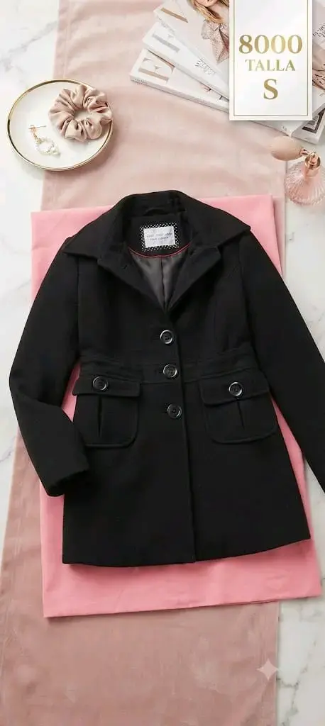 Abrigo negro elegante para mujer talla S