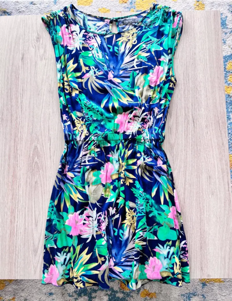 Vestido floral tropical Basement talla S - 1