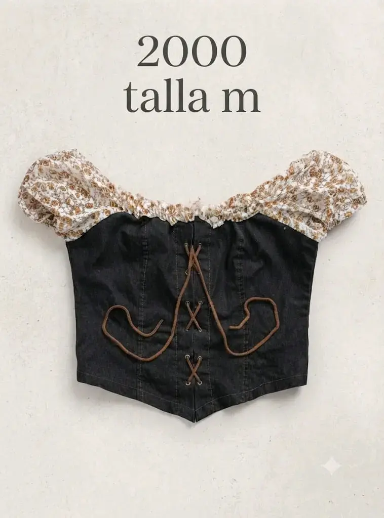 Top corset negro con mangas florales