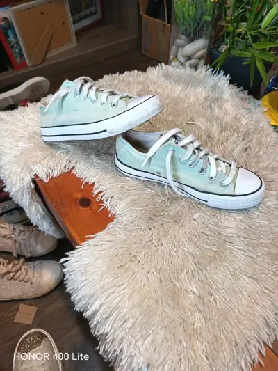 Zapatillas de lona verde claro unisex - miniatura 2