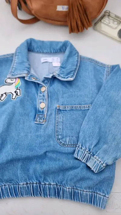 Polera de mezclilla para niños con unicornio Zara - miniatura 1
