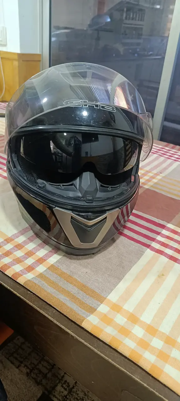 Casco de moto modular negro con visor - 3