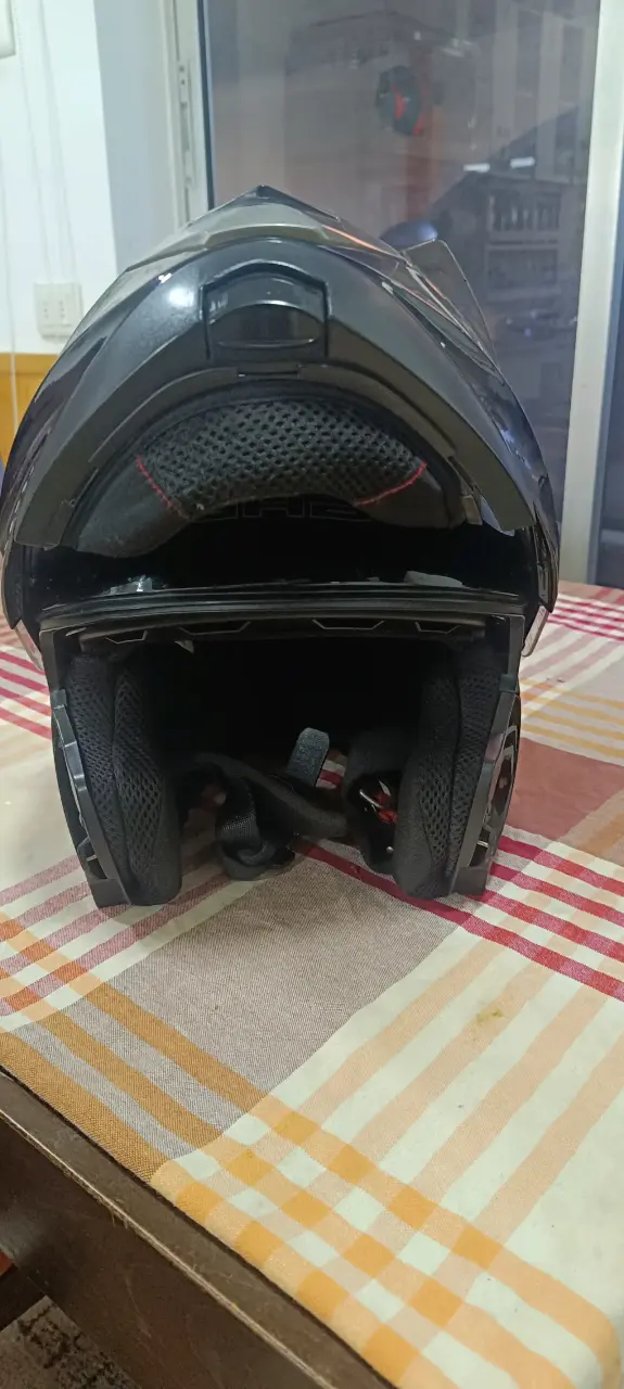 Casco de moto modular negro con visor - 4