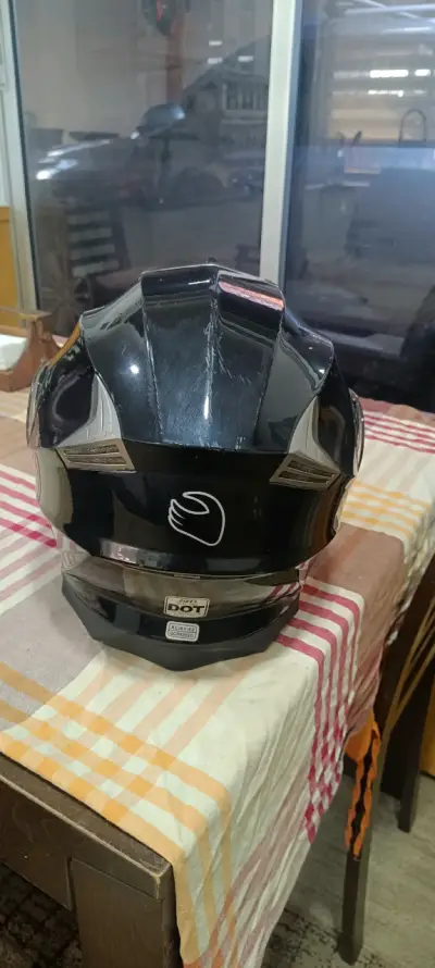 Casco de moto modular negro con visor - miniatura 5