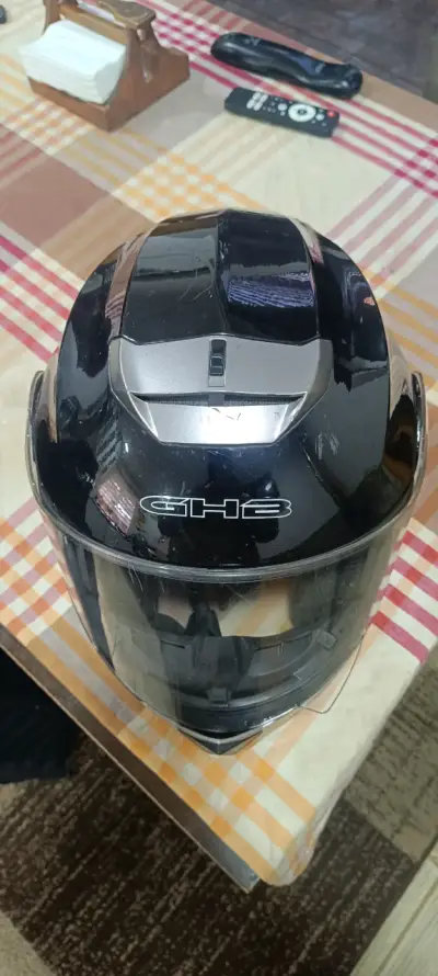 Casco de moto modular negro con visor - miniatura 6