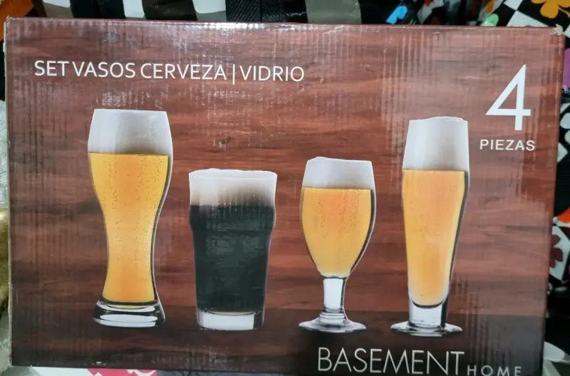Set de 4 vasos de cerveza de vidrio Basement Home - 1