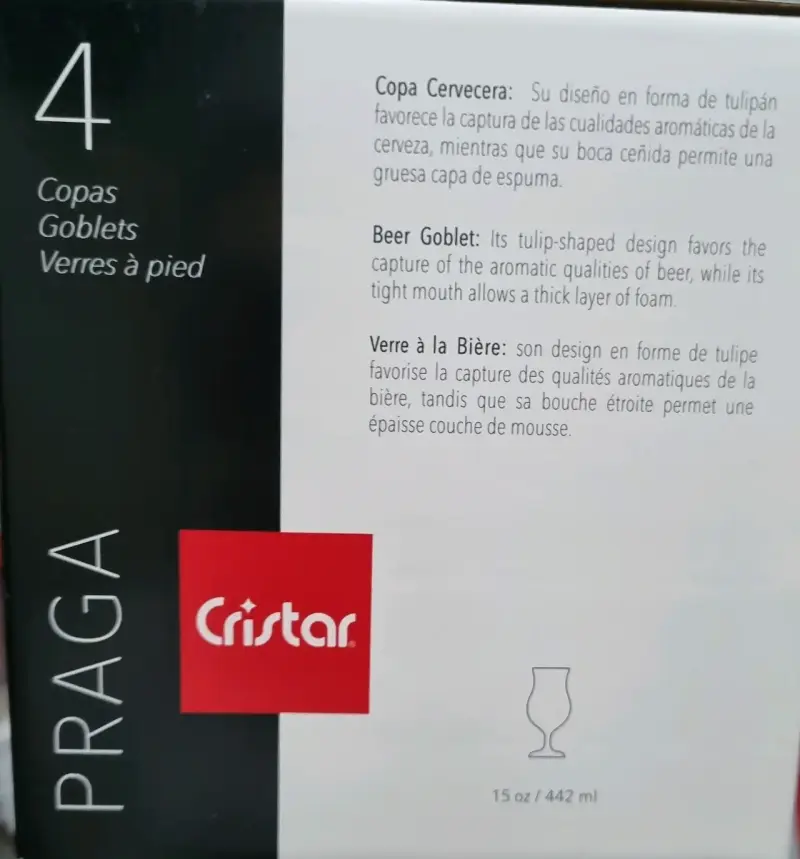 Set de 4 copas cerveceras Cristar Praga - 2