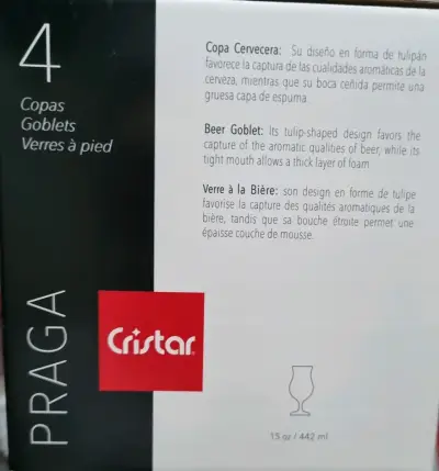 Set de 4 copas cerveceras Cristar Praga - miniatura 2