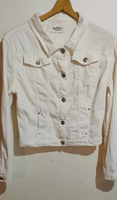 Chaqueta de piel sintética beige con forro de borrego - miniatura 12