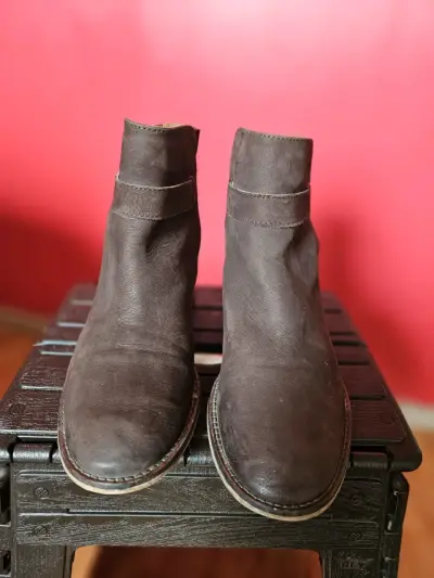Botines de cuero marrón con hebilla - miniatura 2